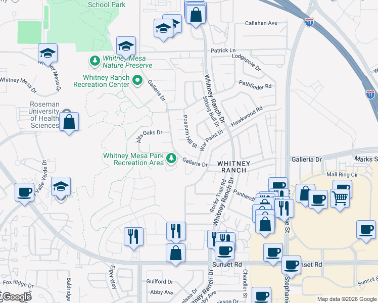 map of restaurants, bars, coffee shops, grocery stores, and more near 910 Big Delta Court in Henderson