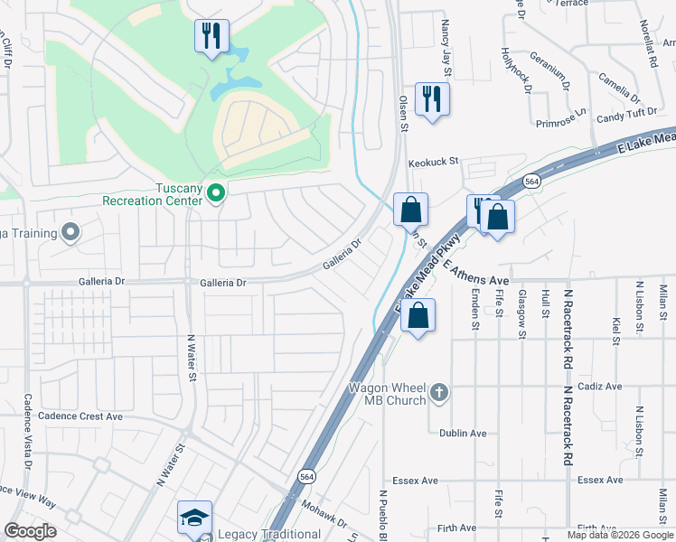map of restaurants, bars, coffee shops, grocery stores, and more near 633 Viale Machiavelli Lane in Henderson