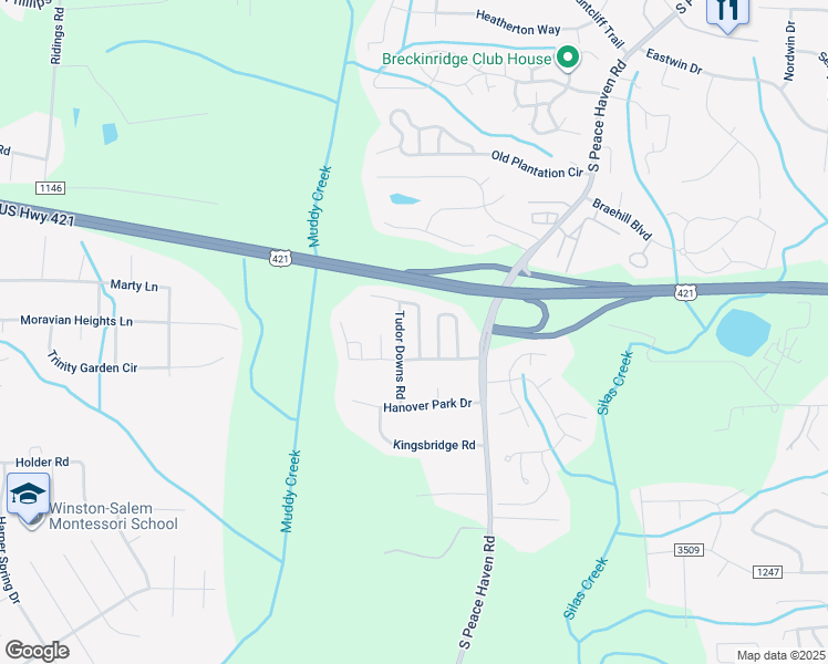 map of restaurants, bars, coffee shops, grocery stores, and more near 130 Charlotte Court in Winston-Salem