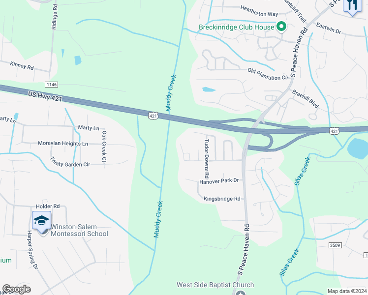 map of restaurants, bars, coffee shops, grocery stores, and more near 5825 Regent Village Drive in Winston-Salem