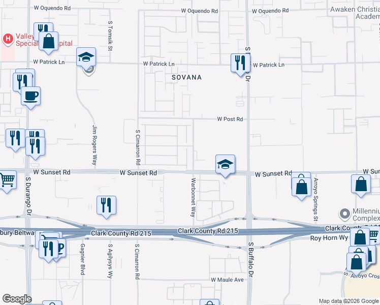 map of restaurants, bars, coffee shops, grocery stores, and more near 6426 Holland Hills Street in Las Vegas