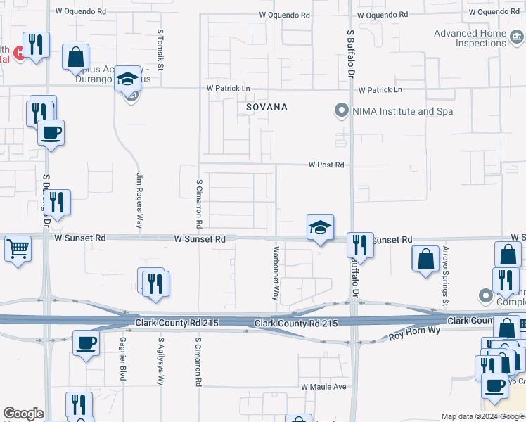 map of restaurants, bars, coffee shops, grocery stores, and more near 6427 Holland Hills Street in Las Vegas