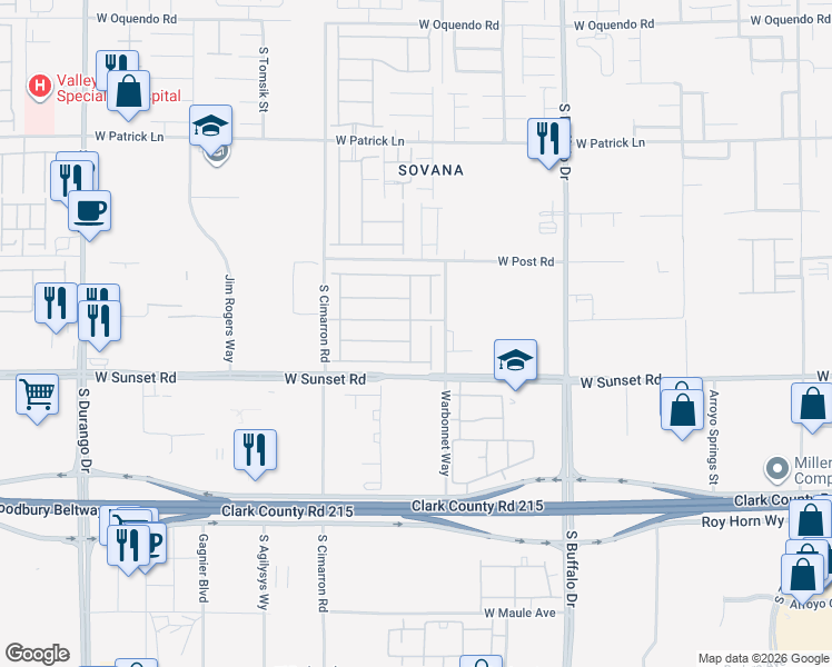 map of restaurants, bars, coffee shops, grocery stores, and more near 6418 Harline Heights Street in Las Vegas