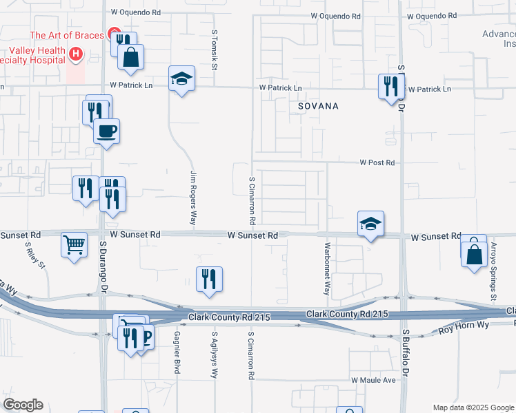 map of restaurants, bars, coffee shops, grocery stores, and more near 6423 Pochman Mesa Street in Las Vegas
