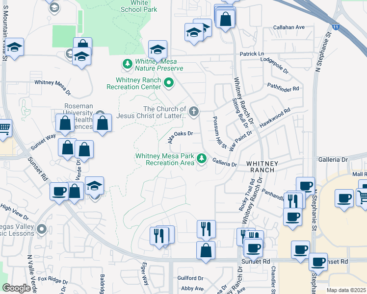 map of restaurants, bars, coffee shops, grocery stores, and more near 902 Cripple Creek Court in Henderson