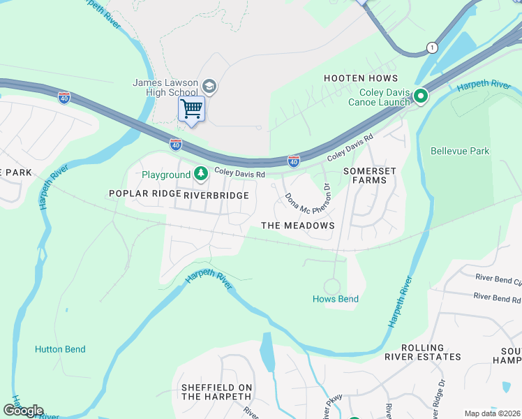 map of restaurants, bars, coffee shops, grocery stores, and more near 3277 Harpeth Springs Drive in Nashville
