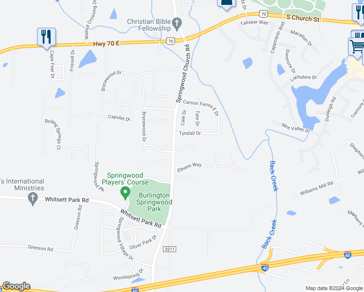 map of restaurants, bars, coffee shops, grocery stores, and more near 149 Tyler View Court in Burlington