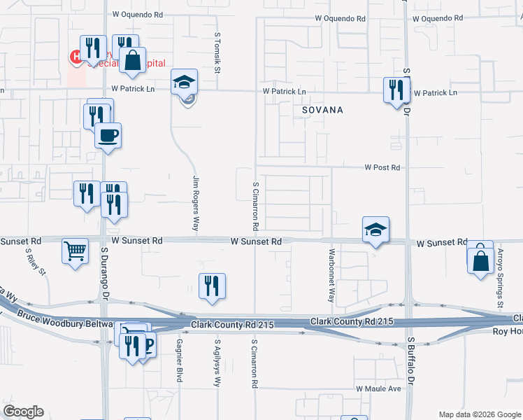 map of restaurants, bars, coffee shops, grocery stores, and more near 8095 Encanterra Road in Las Vegas