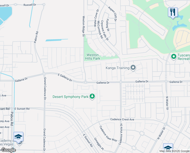 map of restaurants, bars, coffee shops, grocery stores, and more near East Galleria Drive in Henderson