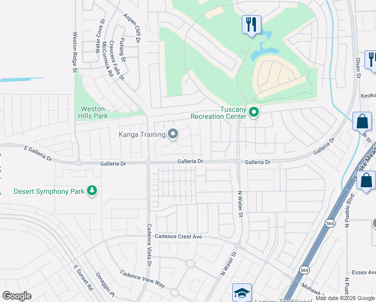 map of restaurants, bars, coffee shops, grocery stores, and more near East Galleria Drive in Henderson