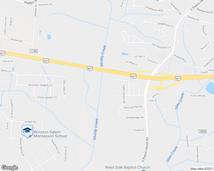 map of restaurants, bars, coffee shops, grocery stores, and more near 5850 Regent Village Drive in Winston-Salem