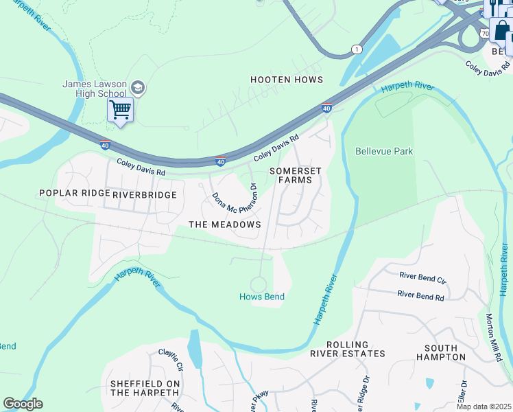 map of restaurants, bars, coffee shops, grocery stores, and more near 605 Birch Glen Ct in Nashville