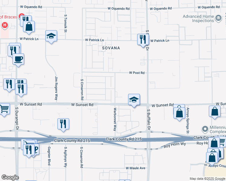 map of restaurants, bars, coffee shops, grocery stores, and more near 6410 Holland Hills Street in Las Vegas