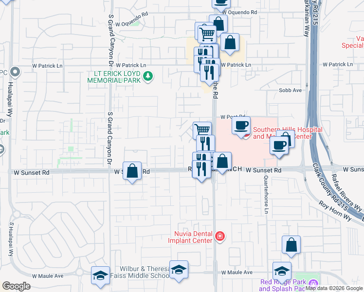 map of restaurants, bars, coffee shops, grocery stores, and more near 9518 Ridgeglen Court in Las Vegas