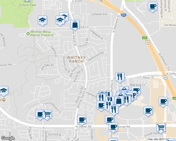 map of restaurants, bars, coffee shops, grocery stores, and more near 815 Stillwater Lane in Henderson