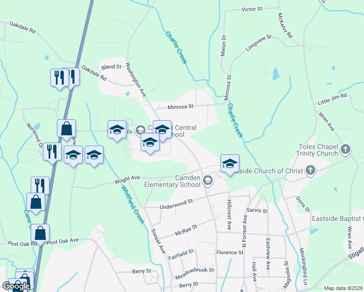 map of restaurants, bars, coffee shops, grocery stores, and more near 235 Washington Avenue in Camden