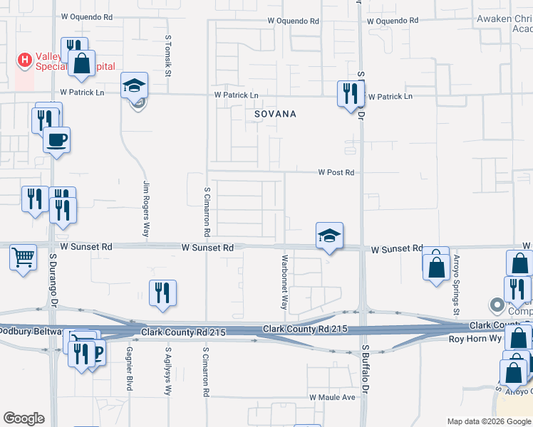 map of restaurants, bars, coffee shops, grocery stores, and more near 6410 Holland Hills Street in Las Vegas