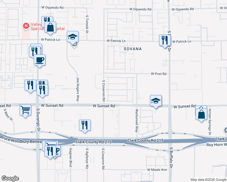 map of restaurants, bars, coffee shops, grocery stores, and more near 8087 Encanterra Road in Las Vegas