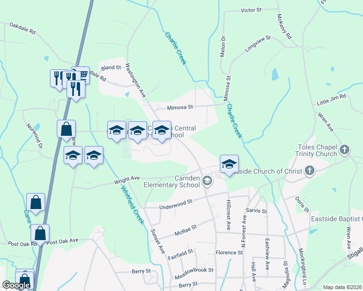 map of restaurants, bars, coffee shops, grocery stores, and more near 235 Washington Avenue in Camden