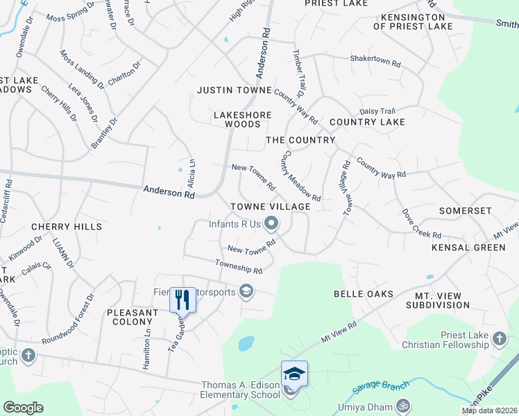 map of restaurants, bars, coffee shops, grocery stores, and more near 3157 Stoneybrook Circle in Nashville