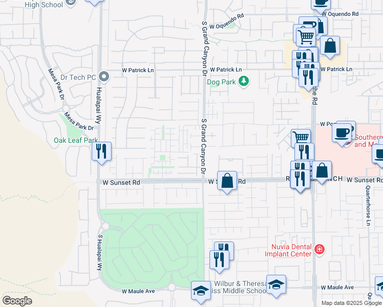 map of restaurants, bars, coffee shops, grocery stores, and more near 9849 West Hanover Grove Avenue in Las Vegas