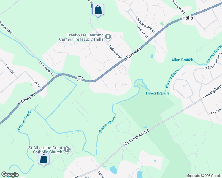 map of restaurants, bars, coffee shops, grocery stores, and more near 7308 Emory Pointe Lane in Knoxville