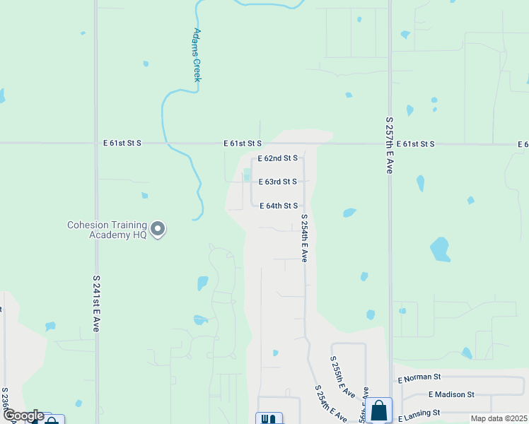 map of restaurants, bars, coffee shops, grocery stores, and more near 11632 East 64th Street South in Broken Arrow