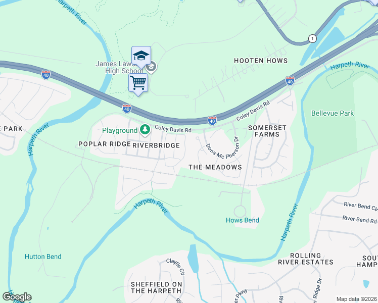 map of restaurants, bars, coffee shops, grocery stores, and more near 3277 Harpeth Springs Drive in Nashville