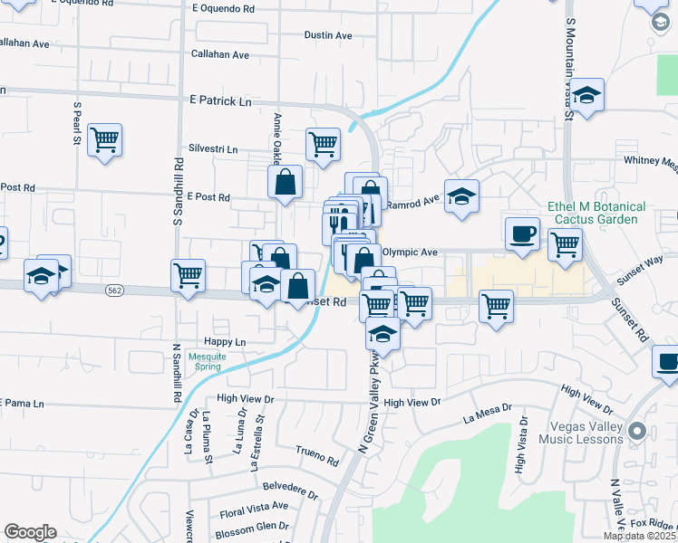 map of restaurants, bars, coffee shops, grocery stores, and more near 2811 North Green Valley Parkway in Henderson