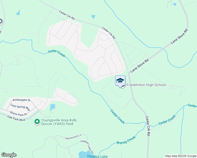map of restaurants, bars, coffee shops, grocery stores, and more near 250 Hawksbill Drive in Franklinton