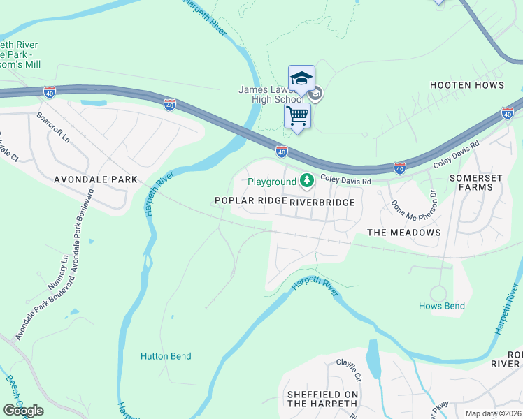 map of restaurants, bars, coffee shops, grocery stores, and more near 7749 Poplar Ridge Drive in Nashville