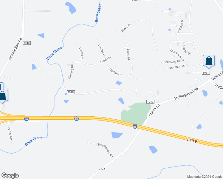 map of restaurants, bars, coffee shops, grocery stores, and more near Trollingwood Road in Haw River