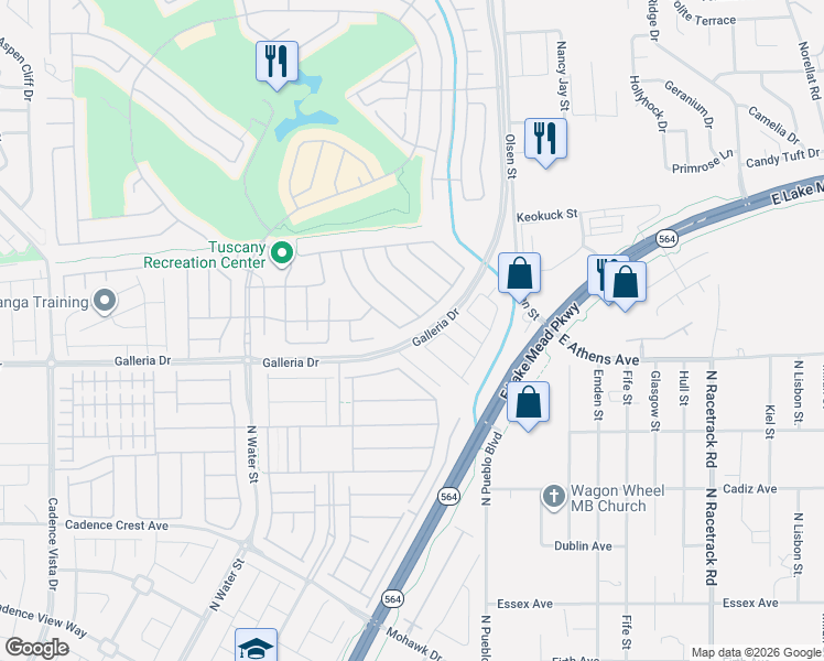 map of restaurants, bars, coffee shops, grocery stores, and more near 609 Viale Machiavelli Lane in Henderson