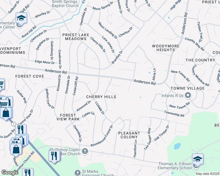 map of restaurants, bars, coffee shops, grocery stores, and more near 3012 Fieldstone Drive in Nashville