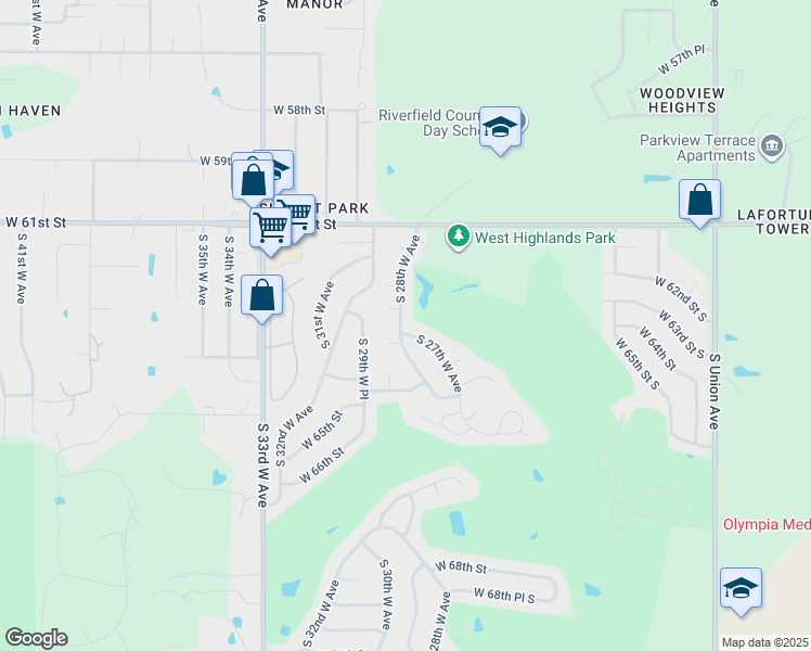 map of restaurants, bars, coffee shops, grocery stores, and more near 2753 West 64th Street in Tulsa