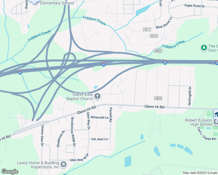 map of restaurants, bars, coffee shops, grocery stores, and more near 712 Hampton Way Drive in Winston-Salem