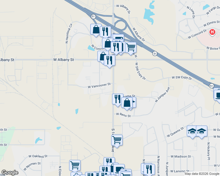 map of restaurants, bars, coffee shops, grocery stores, and more near 2012 North Aspen Avenue in Broken Arrow