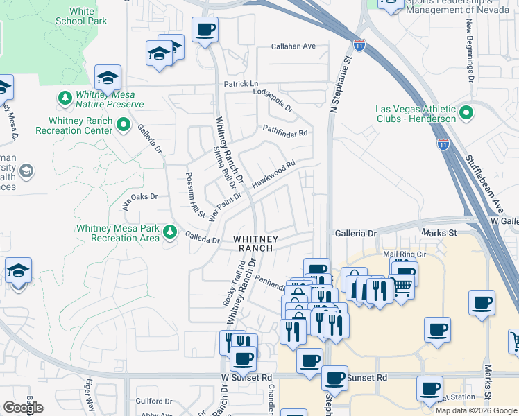 map of restaurants, bars, coffee shops, grocery stores, and more near 814 Stillwater Lane in Henderson