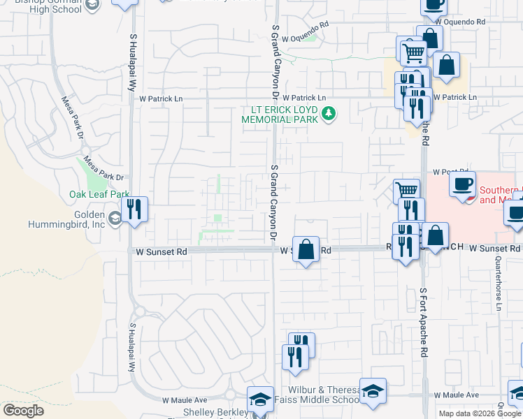 map of restaurants, bars, coffee shops, grocery stores, and more near 9849 West Hanover Grove Avenue in Las Vegas