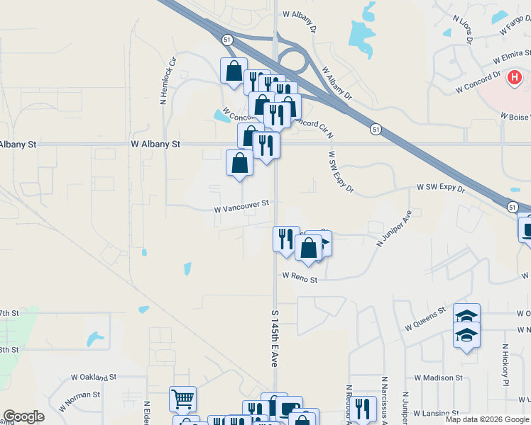 map of restaurants, bars, coffee shops, grocery stores, and more near 2012 North Aspen Avenue in Broken Arrow