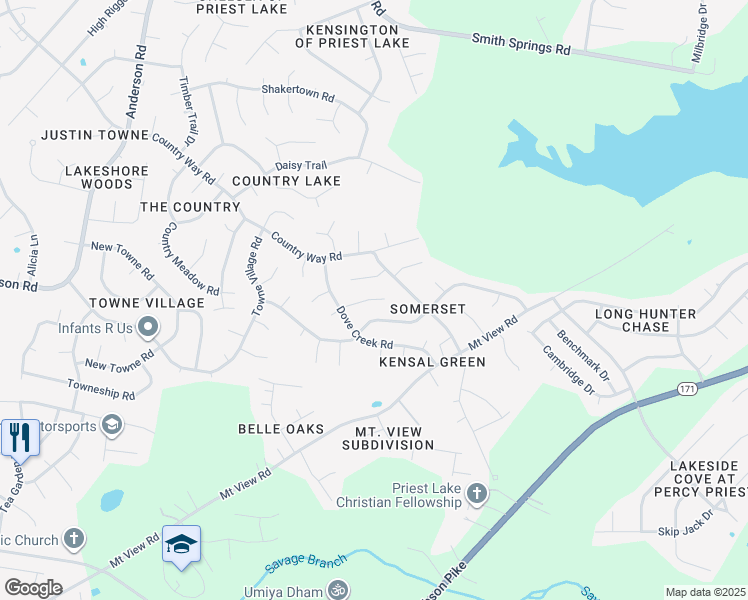map of restaurants, bars, coffee shops, grocery stores, and more near 1220 Quaise Moor East in Nashville