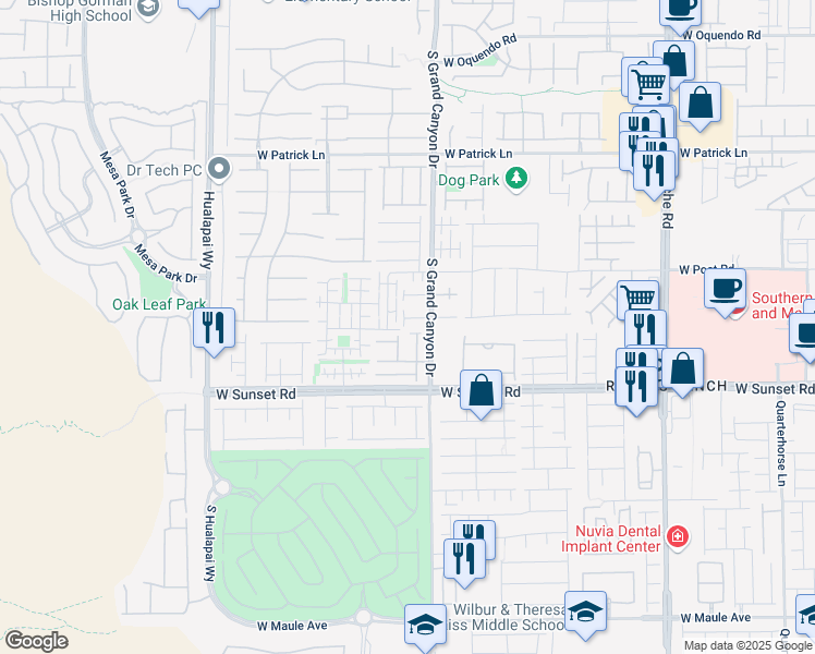 map of restaurants, bars, coffee shops, grocery stores, and more near 9849 West Hanover Grove Avenue in Las Vegas