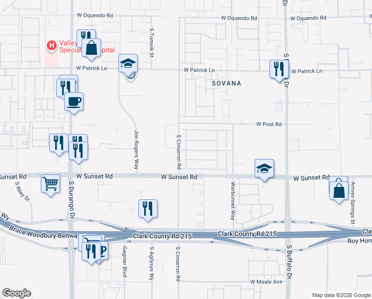 map of restaurants, bars, coffee shops, grocery stores, and more near Pochman Mesa Street in Las Vegas