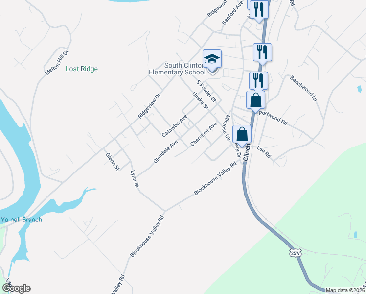 map of restaurants, bars, coffee shops, grocery stores, and more near 609 Glendale Avenue in Clinton