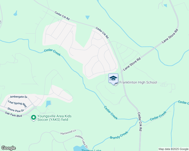 map of restaurants, bars, coffee shops, grocery stores, and more near 270 Hawksbill Drive in Franklinton