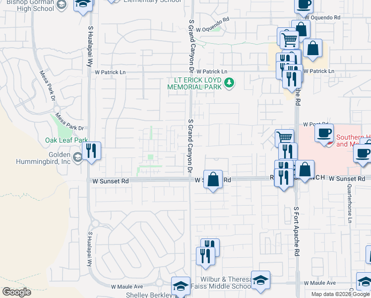 map of restaurants, bars, coffee shops, grocery stores, and more near 9821 West Hanover Grove Avenue in Las Vegas
