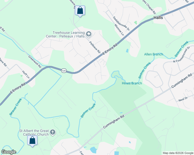 map of restaurants, bars, coffee shops, grocery stores, and more near 2926 Titanium Lane in Knoxville