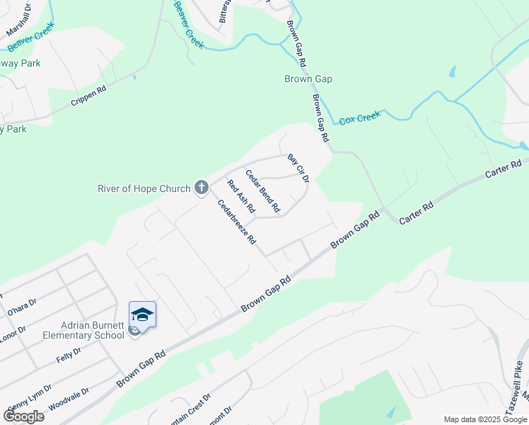 map of restaurants, bars, coffee shops, grocery stores, and more near 6512 Bay Circle Drive in Knoxville