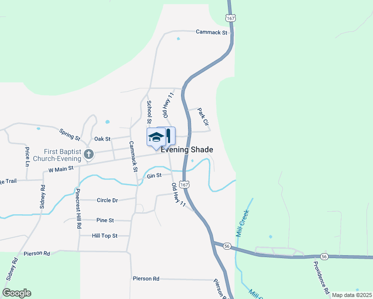 map of restaurants, bars, coffee shops, grocery stores, and more near in Evening Shade