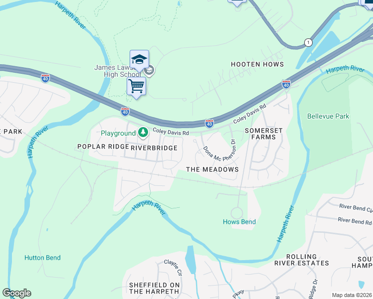 map of restaurants, bars, coffee shops, grocery stores, and more near 3115 Harpeth Springs Drive in Nashville